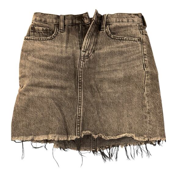 Everlane The Denim Jean Skirt Womens 23 Washed Black Raw Hem Cotton Pockets - Picture 1 of 9